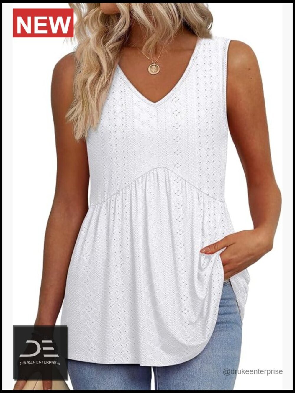 Flowy Peplum Babydoll Tank Top V Neck Sleeveless Tank Tops